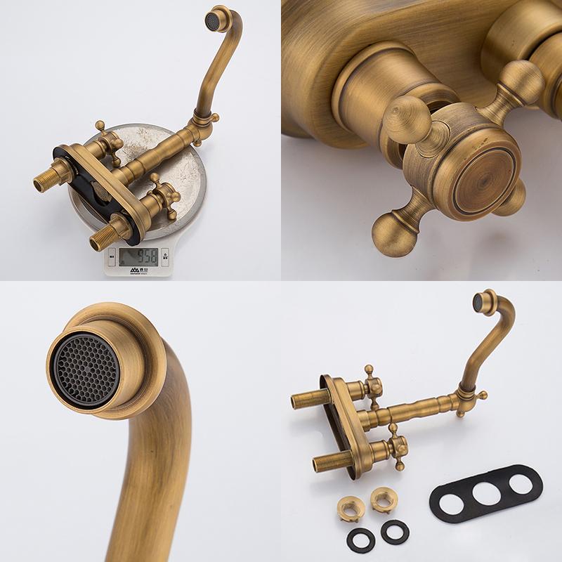 Double Handle Double Hole Bathroom Basin Faucet Antique Bronze American Standard Size Mixer Tap EL1201