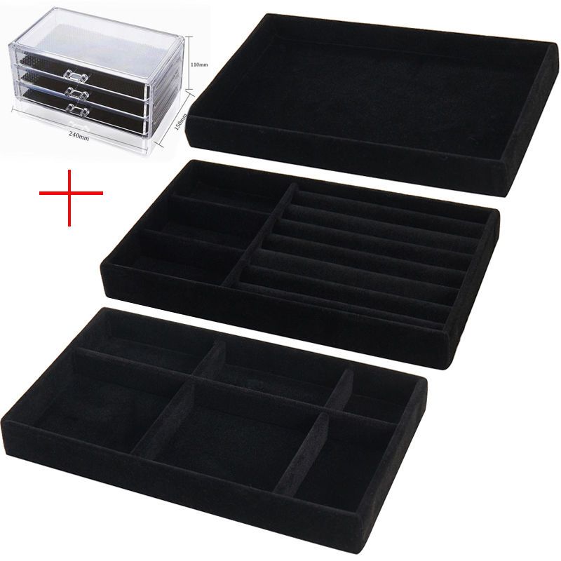 Transparent Jewelry Box Organizer Velvet Drawer Jewelry Boxes Storage Ring Necklace Bracelet Earrings Display Stand Accessories