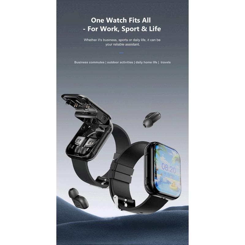 New T1 Smartwatch TWS Bluetooth Headset 2-in-1 Bluetooth Call Sports Bracelet Heart Rate Measurement Waterproof