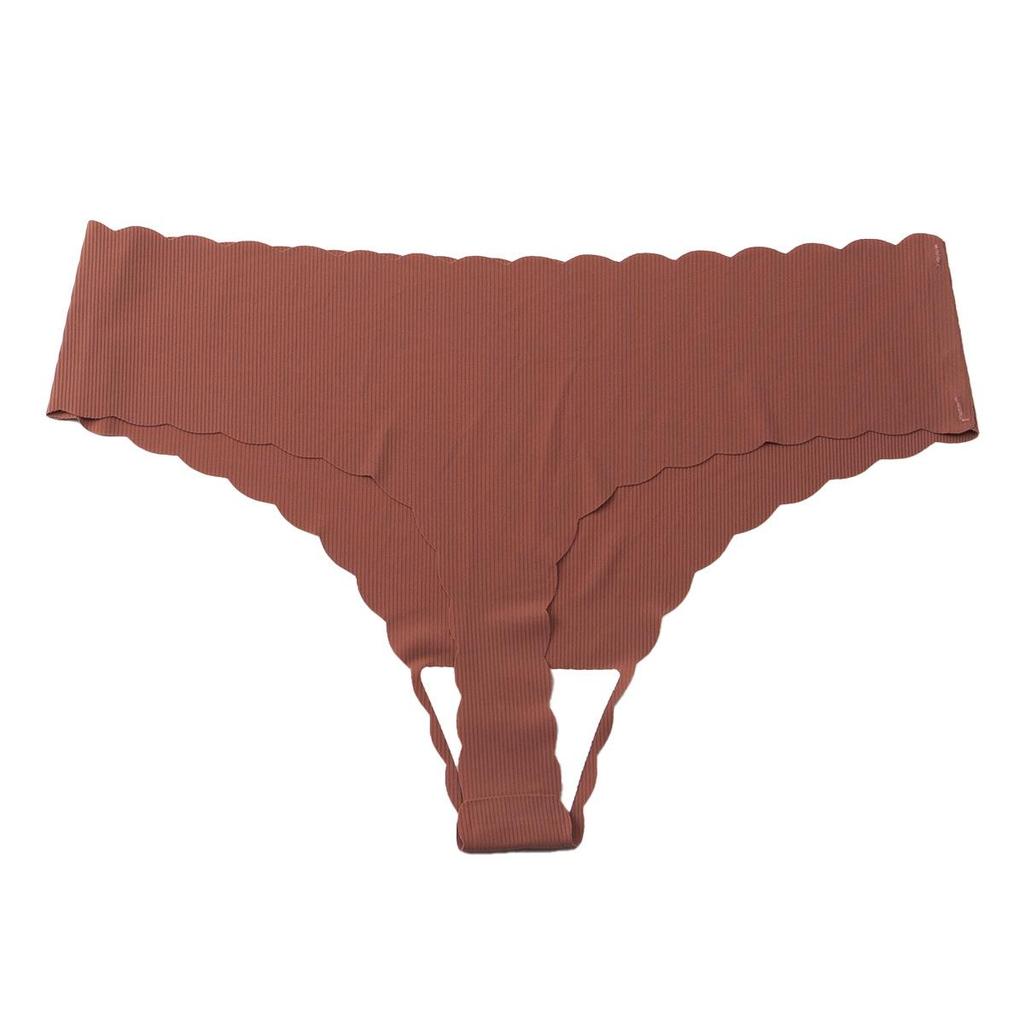 Dámské bezešvé kalhotky tanga s krajkovým lemem a nízkým pasem