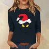 3/4 Sleeve Tops For Women T-Shirt Casual Christmas Print Tops T Shirt Round Neck Pullover Blouse