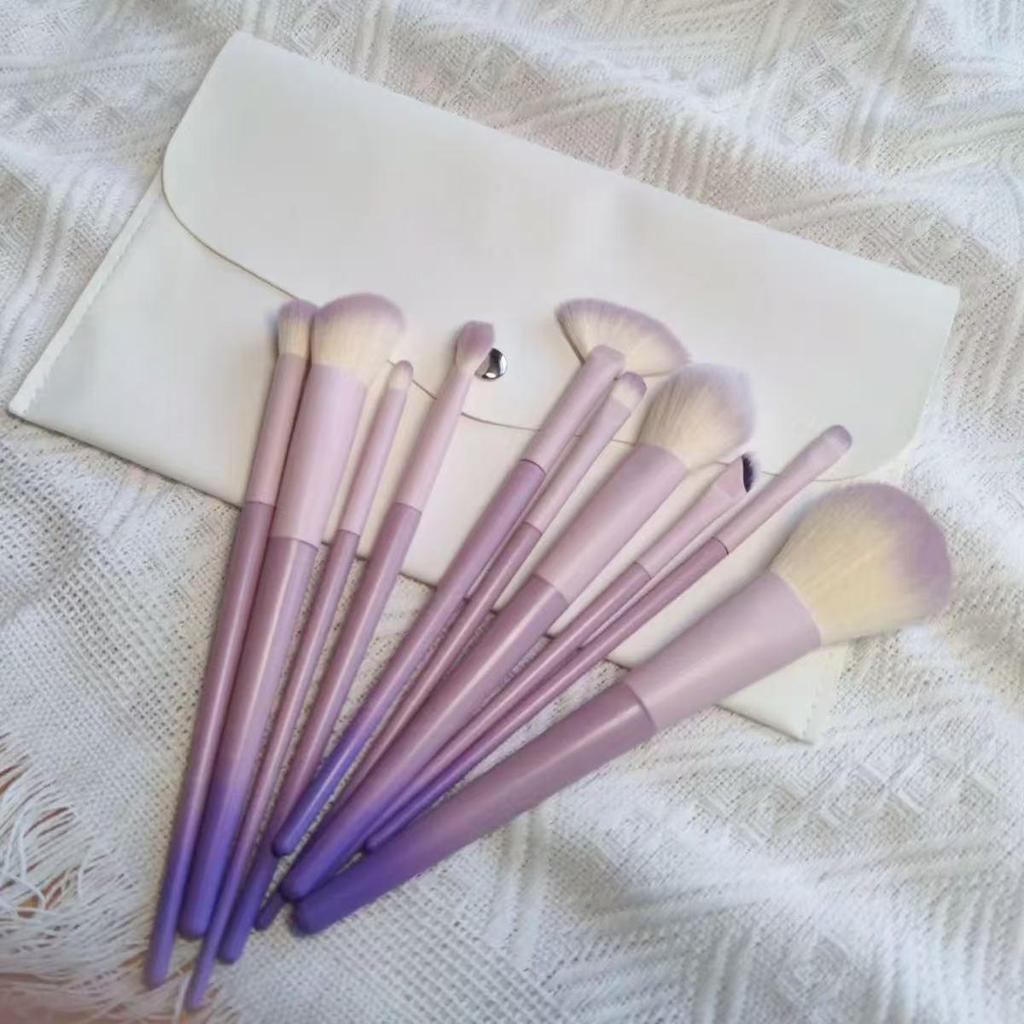 Cross Star Dai Zi 10-Piece Makeup Brush Set: Eyeliner, Nose Shadow, and Beginner Brushes in Milk Purple