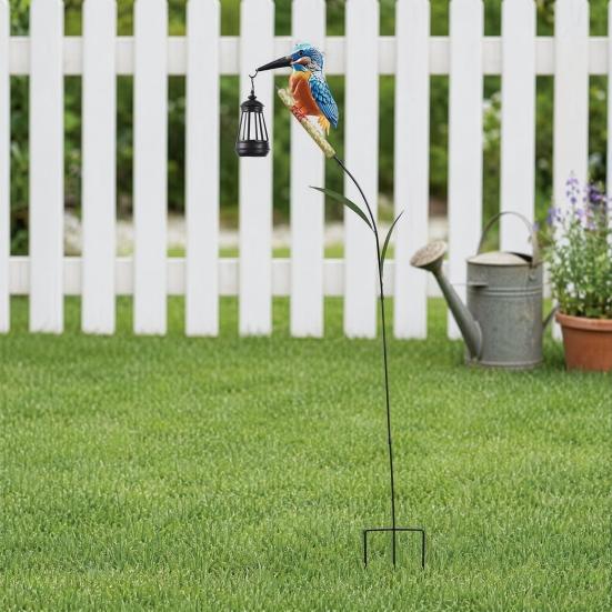 Garden Bird Solar Light, Outdoor Hummingbird Kingfisher Solar Lantern with Stake, Automatic On/Off Solar Pathway Light for Yard Lawn Patio