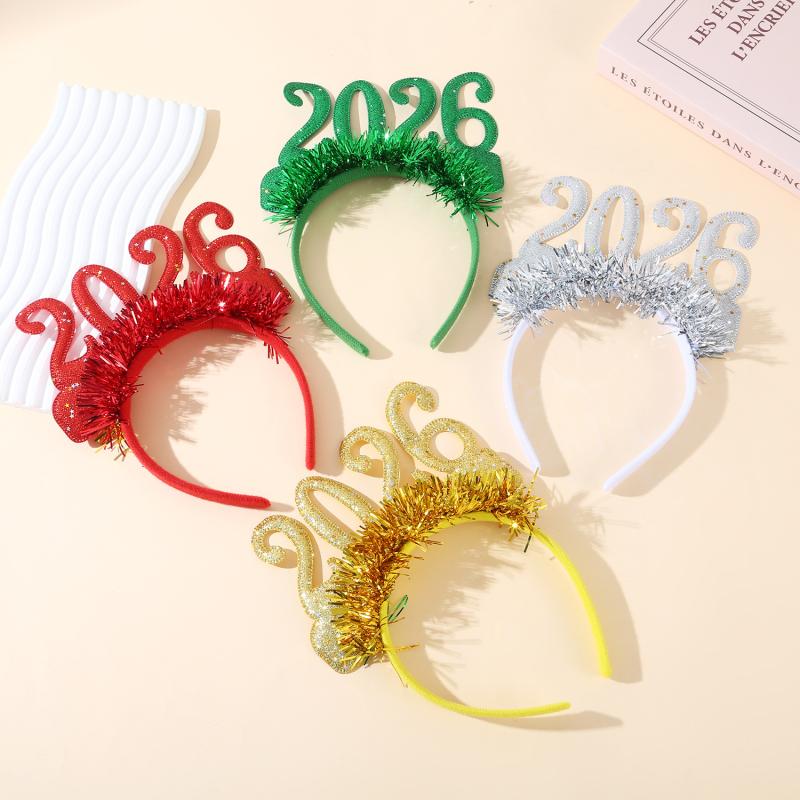 1/4pcs Headband Christmas Numbers Headbands Glitter Sequins Hair Hoop Eve Party Hair Bands Party Props 2026 Happy New Year