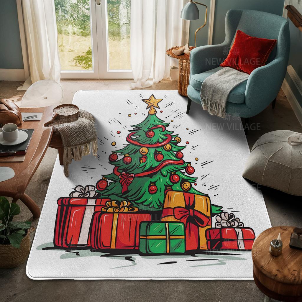House Entrance Carpet Home Door Mat Living Room Bath Foot Bathroom Non-slip Water Absorption Rugs Bath Merry Christmas Winter