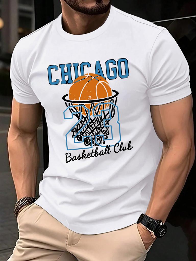Chicago No23 Basketball Club Print T Shirts Men Summer Cotton TShirt Hip Hop Loose Streetwear AllMatch Casual Clothing