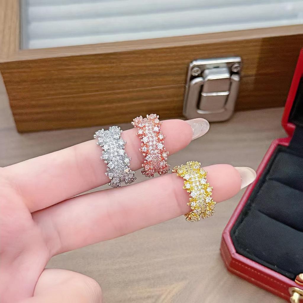 Heavy Industry Wide Edition Gypsy Zir*****Pen Ring Women'S Light Luxury High Sense Exquisite And Unique Fashion Index Finger Ring