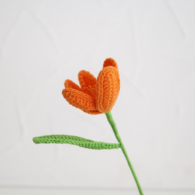 Crochet Tulip Flowers Bouquet Diy Handmade Woven Bouquets Hand Woven Flowers For Mother'S Day Birthday Gifts Wedding Decor
