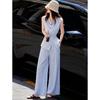 French Style Irregular Sleeveless Top & Wide-Leg Pants Set