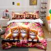 Three Kittens Amid Blossoming Spring  Kid'S And Adults' Bedroom Decor, Exquisite Three-Piece Bedding Set Gift
