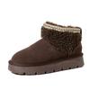 Women's Large Size Cowhide Genuine Leather Winter Warm Fur One Snow Boots Padded Lining Ankle Boots Non-slip Hiking Sports Cotton Boots