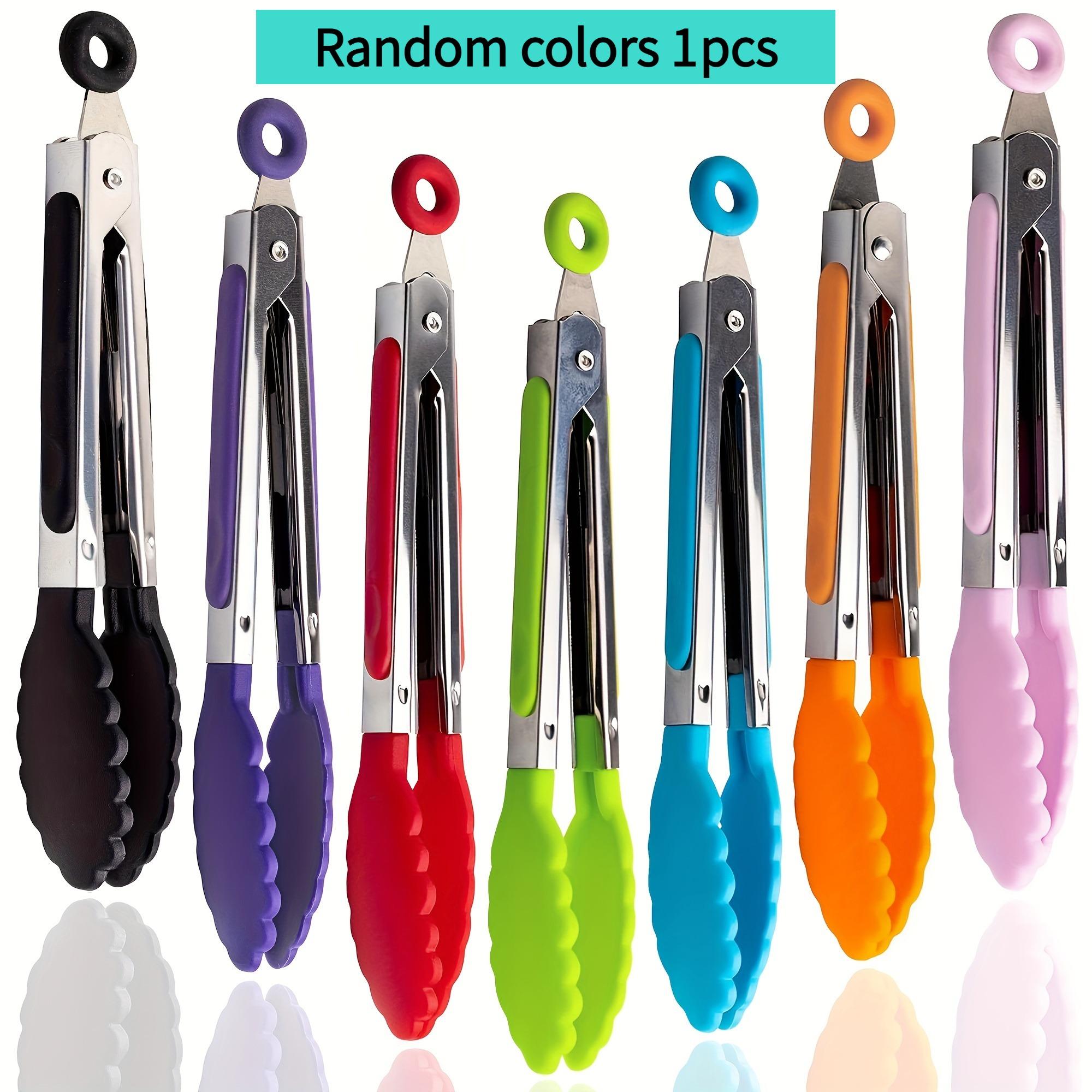 

2pcs Food-grade silicone food holder clip, high-temperature resistant household barbecue clamp, special stainless steel food tongs 8.3in【21cm length】 1pcs