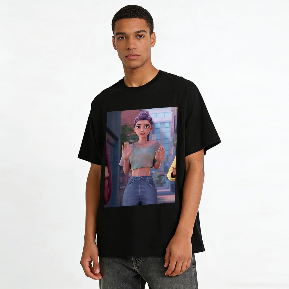 Anime Character Print Crop Top Summer Casual Loose Short Sleeve T-Shirts For Women Pure cotton T-shirt