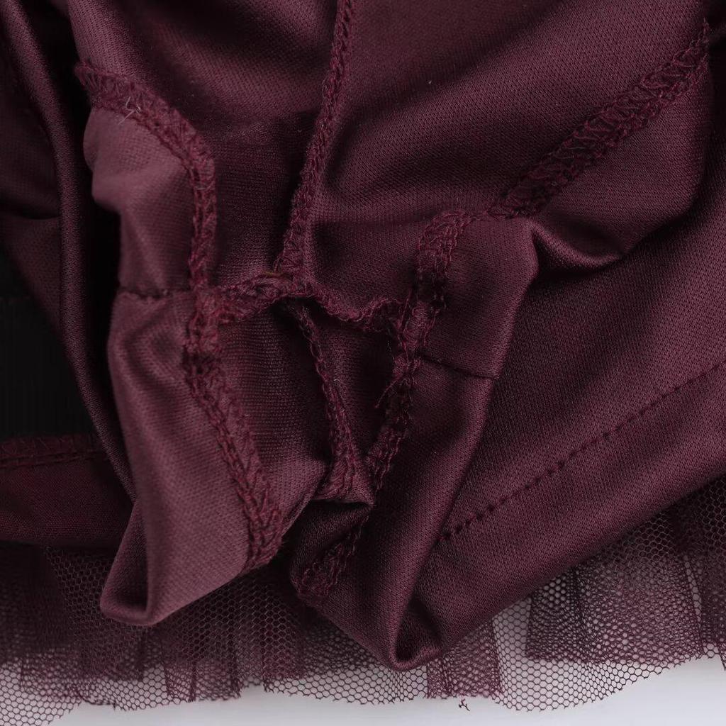 2024 Winter Women's Fashion: European & American Style Silk Mesh Spliced Dress