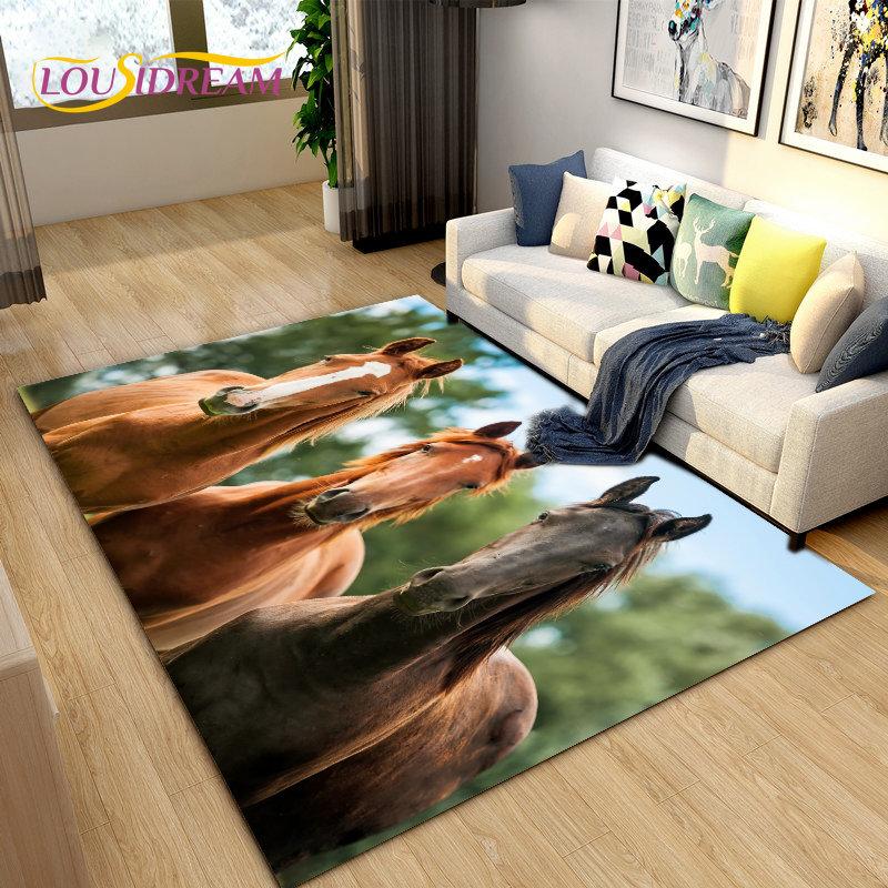 3D Animal Pentium Horse Area Rug,Carpet Rug for Living Room Children's Room Decoration,Kids Play Crawling Non-slip Floor Mat