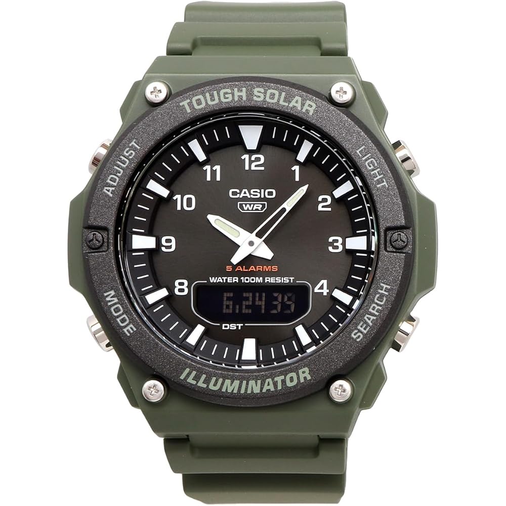 Casio Standard Tough Solar Analog-Digital Quartz Watch AQ-S820W-3BV Military Green Black LCD Men's