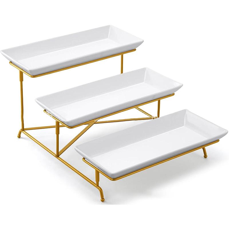 

Подставка-блюдо Стойка для сервировочного подноса 3-ярусная стойка для демонстрации Полка для тарелок Органайзер Подставка для демонстрации блюд Кухня Для подноса для десертов золотой