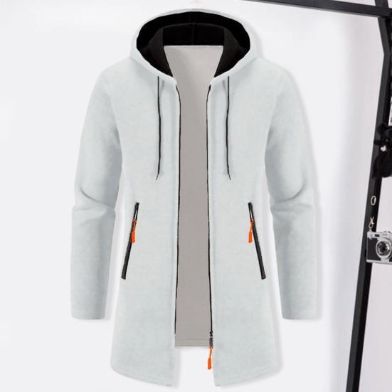 Chaqueta de Hombre Elegante Cárdigan con Cremallera y Capucha de Longitud Media Engrosada Ropa de Abrigo versátil para Otoño/Invierno