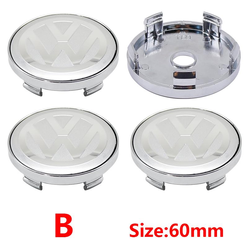 Pour VW VOLKSWAGEN Nouveau 4pcs 56mm Emblème de Roue de Voiture Autocollant Central 60mm Cache-Moyeux de Roue Accessoire Pour VW golf Passat R Rline GTI