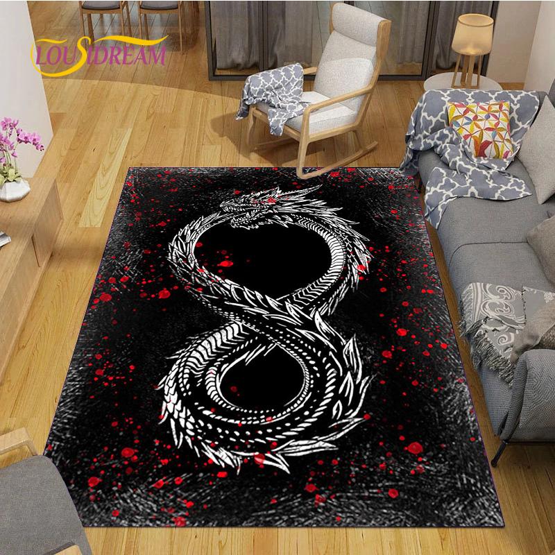 Alfombra Dragon and Tiger Fight Carpet Living Room Sofa Coffee Table Door Bedroom Rug Kitchen Kid Anti-slip Floor Mat Home Decor