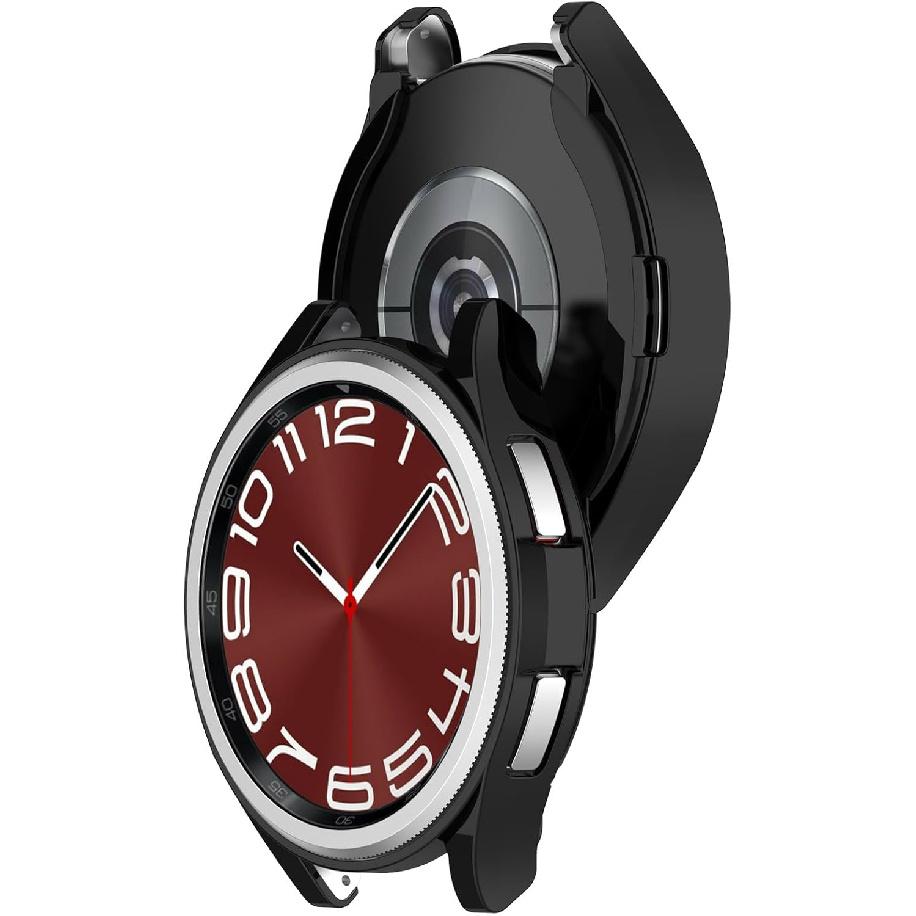 Compatible with Galaxy Watch 6 Classic 43MM 47MM Case Flexible TPU Protector Cover Shock-Proof Resistant Protective Shell Bumper for Samsung Galaxy