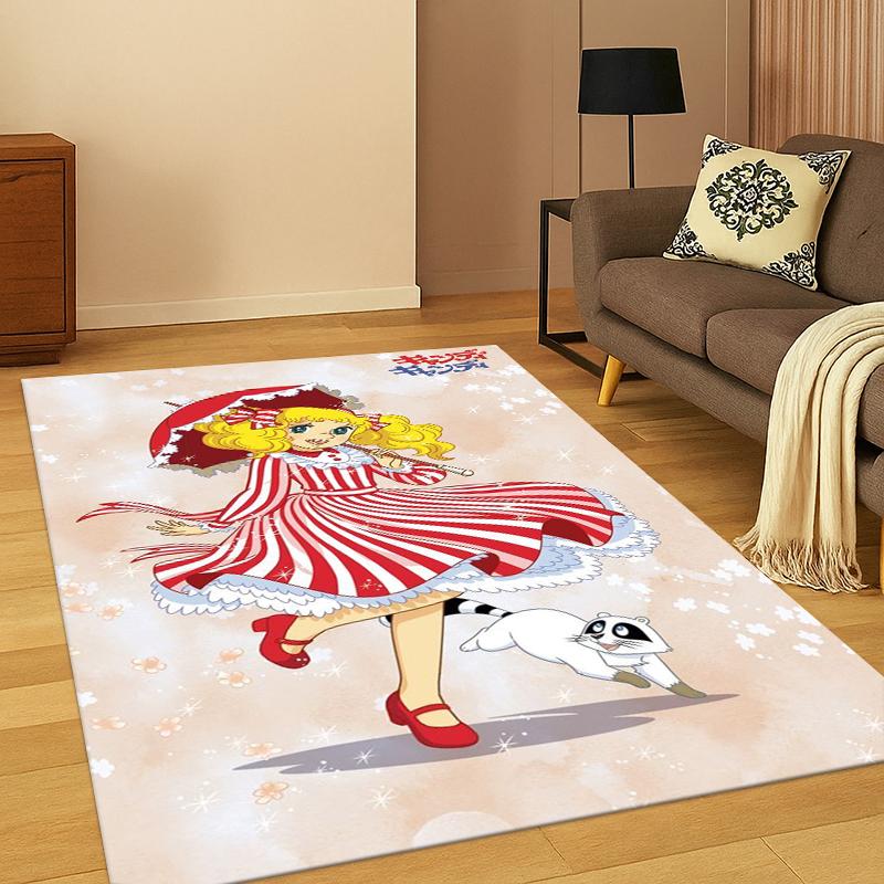 Candy Candy Girl Cartoon Anime Teppich für Schlafzimmer Wohnzimmer Sofa Spielzimmer Fußmatte Heimdekor, Kinder-Spielbereich Teppich Rutschfest
