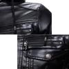 Podzim Zima Muži Jednobarevná Teplá bunda Běžné PU Kabát s kapucí Plus Velikost S-3XL