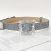 Adjustable Sparkling Waistband Bling Bling PU Leather Belt Women's Jeans Belt  Trendy Accessory