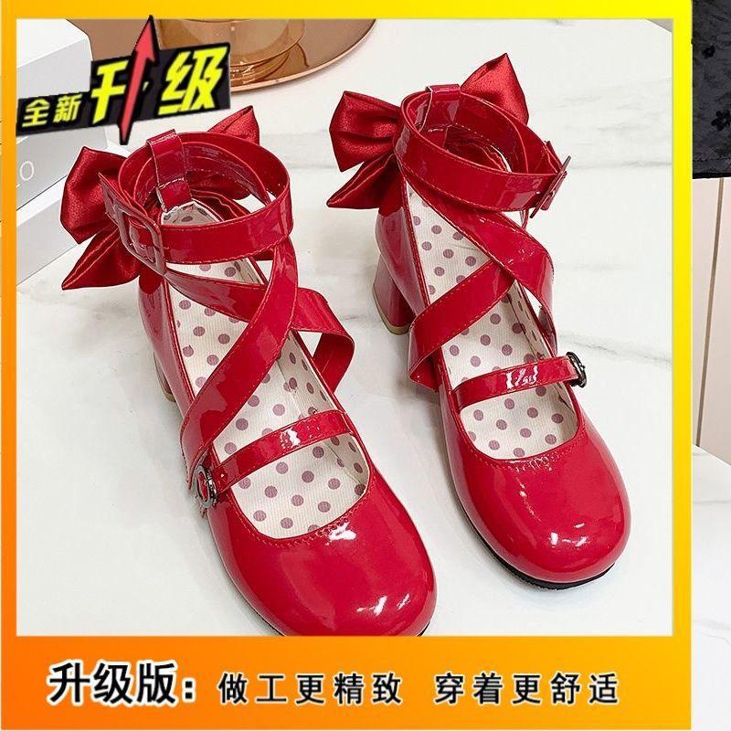 

Black high heels sub original genuine Lolita Lolita cute soft girl strap small leather shoes lo student 40