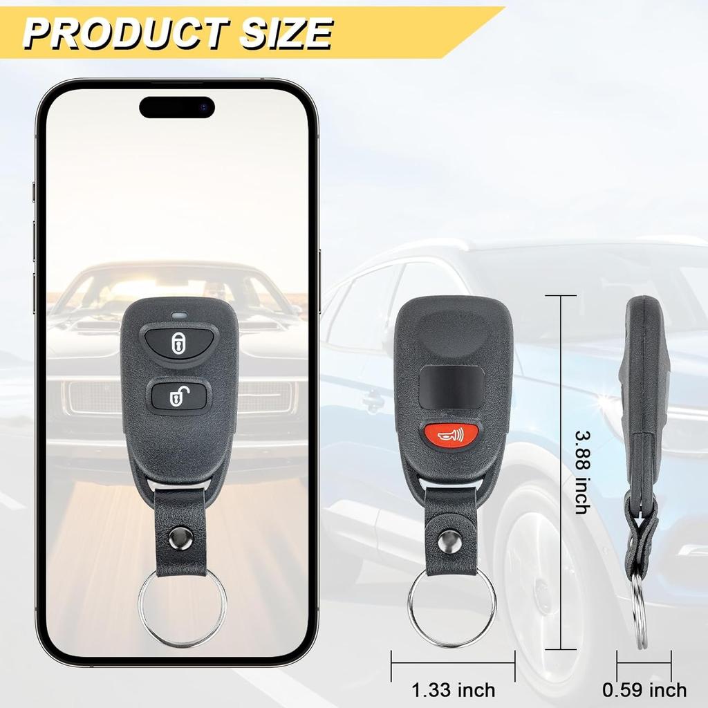 Sostituzione Portachiavi per Hyundai Santa Fe 2007-2012 Telecomando Keyless Entry, PINHA-T038 PLNHM-T002, 3 Pulsanti