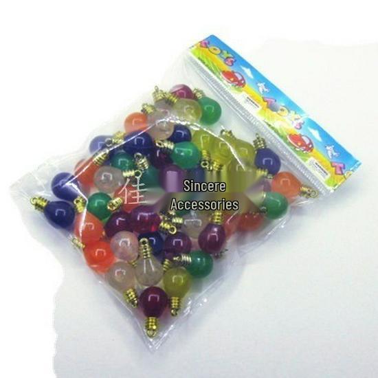 Colorful Round Plastic Light Bulb Beads for Christmas Decoration, DIY Accessories 1.3x2.2cm