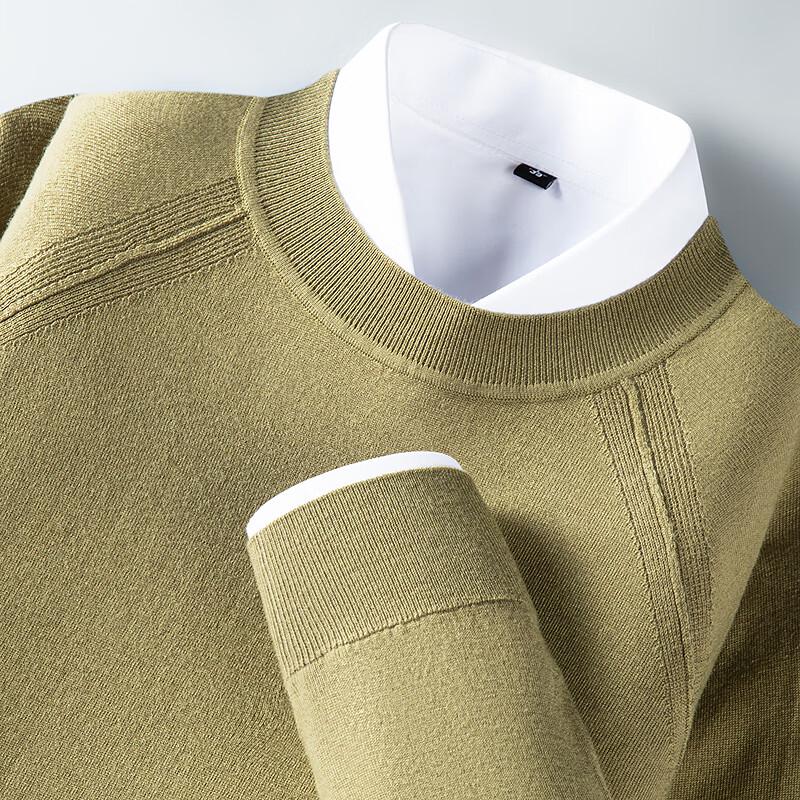 FAPAI Men's Cashmere Wool Blend Round Neck Sweater