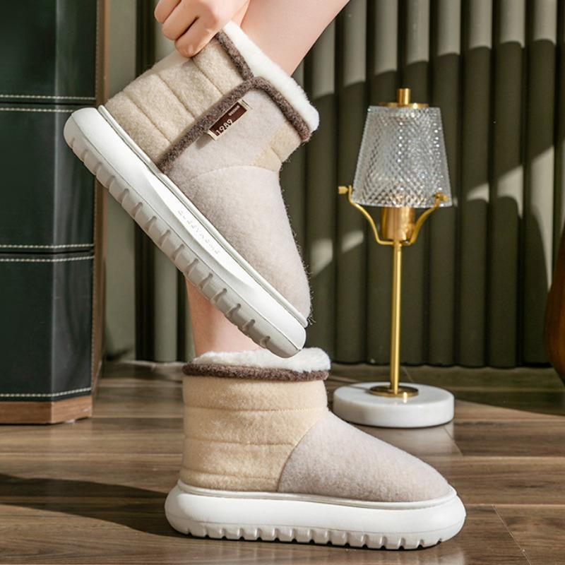 Thick Sole Women's Cotton Shoes Anti-slip Casual Flock Footwear High Top Keep Warm Fluffy  Winter Snow Boots for Couples