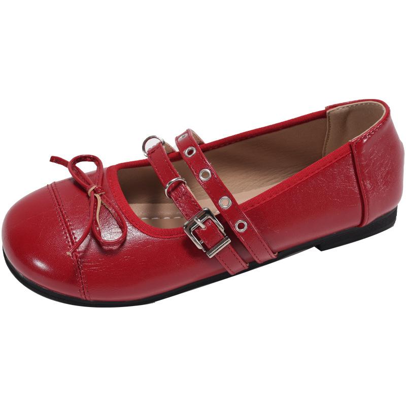 Flat black shoes single shoes women's shoes 2025 new spring and autumn bow Mary Jane shoes