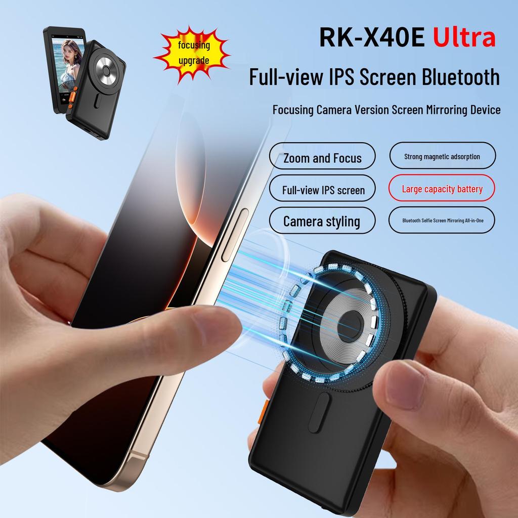 Magnetic Rear Selfie Mirror with Wide Angle & Focus, Live Streaming Assistant