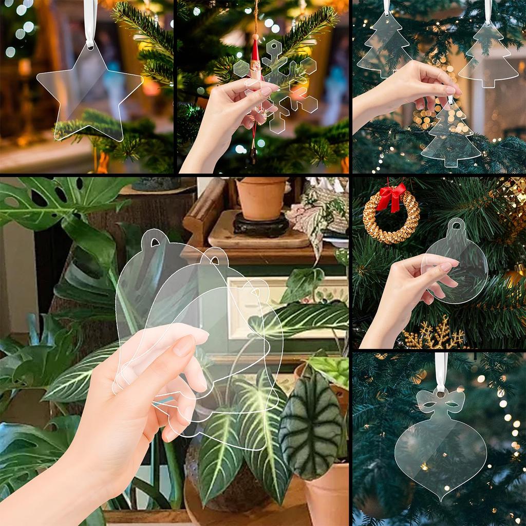 Cross-border Christmas Snowflake Acrylic Ornament with Hole