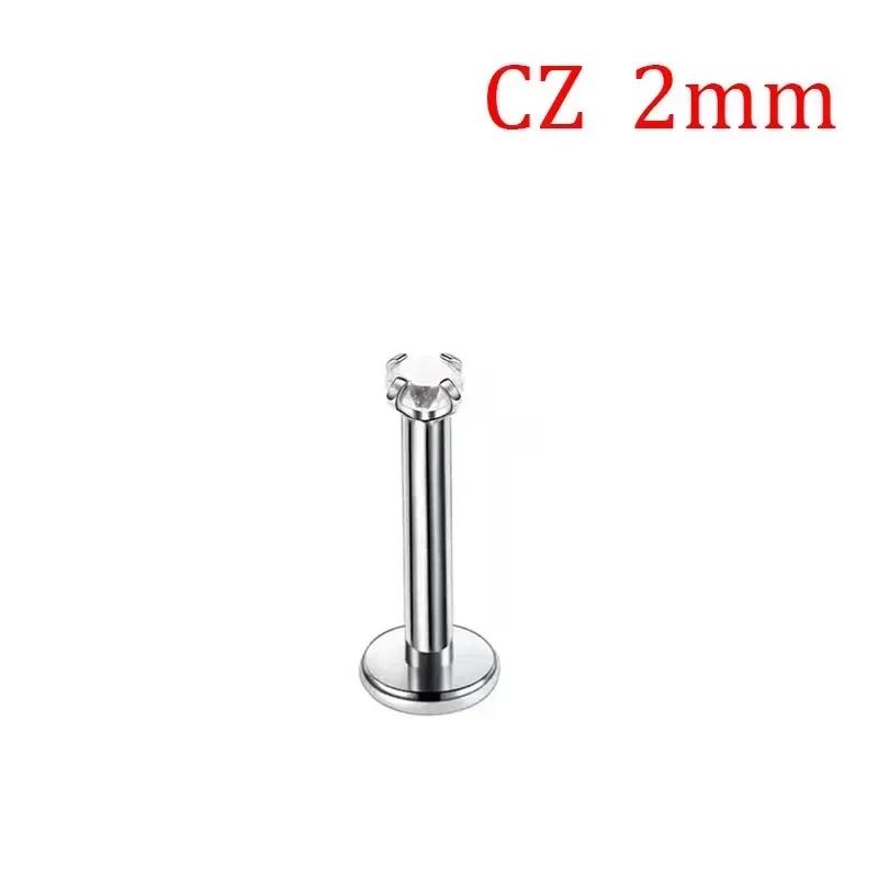 1 Stück G23 Titan Piercing CZ Stein Innen Gewinde Labret Monroe Lippenring Tragus Nagel Helix Ohrstecker 16G 18G Körperschmuck