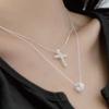BLUR Cubic Square Cross Pendant Rosary Short Silver 925 Necklace (2 Options)
