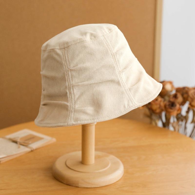 1pc Corduroy Bucket Hat,Korean Style Versatile Hat for Women, Retro Elegant Beret Cap That Flatters Beach Tralve Outfit Women