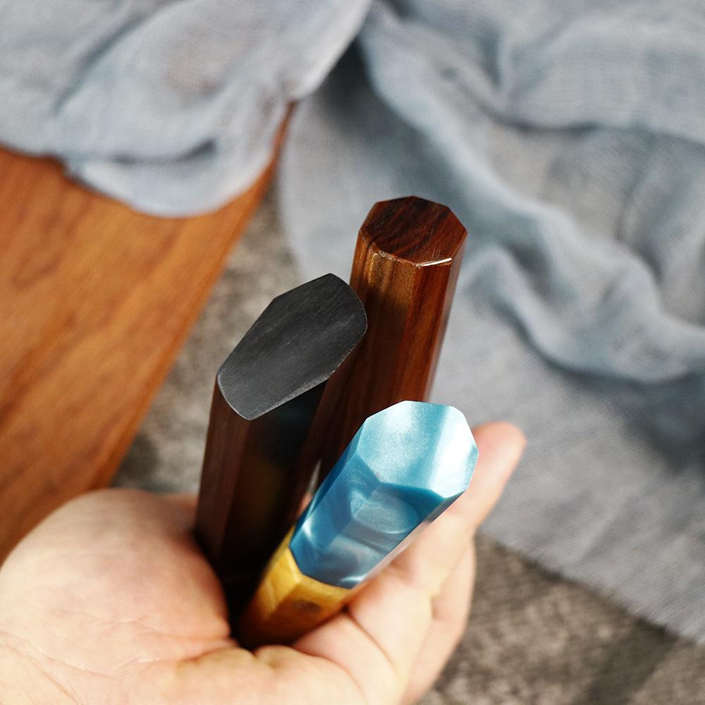 DIY Knife Handle Natural Environmental Protection Octagonal Blue Resin Handle Accessories Hexagonal Swallowtail Sandalwood EDC