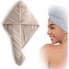 Dry Hair Towel Cap, Microfiber Curly Hair Towel, Super Absorbent Quick Drying Hair Towel, Anti-Frizz Headband with Buttons (Apricot)