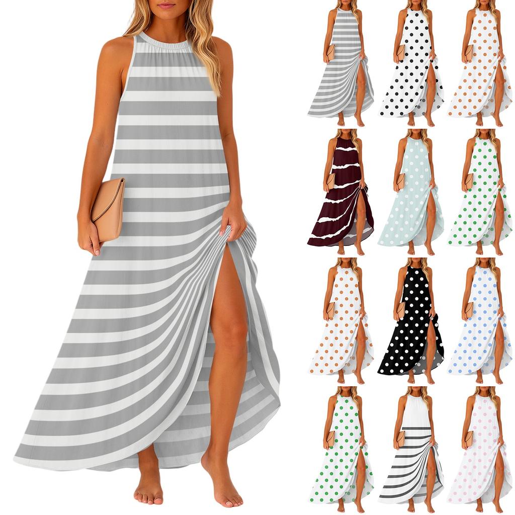Women's Casual And Fashionable Round-neck  Sleeveless  Mid Length Dress