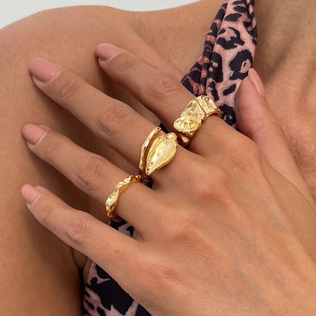 Ocean Wind Ring Irregular Liquid Line Metal Open Ring Vintage Starfish Ring