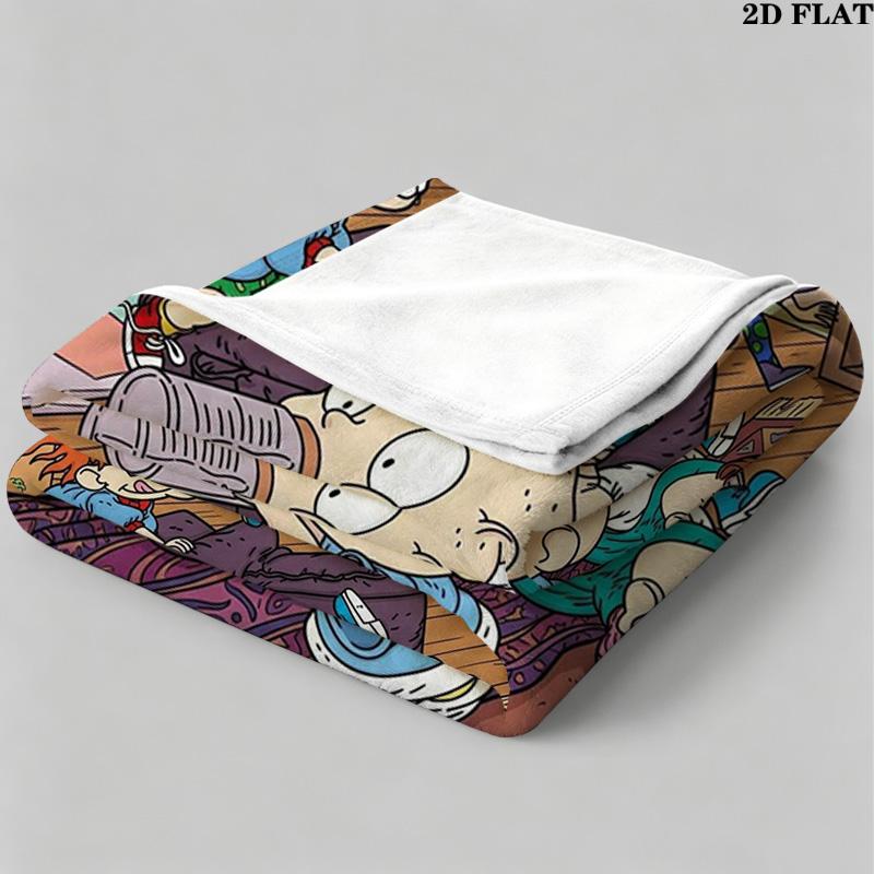 Rugrats Cartoon Print Flannel Blanket High Quality Warm Comfortable Cover for All Seasons Perfect for Gifts Home Decor