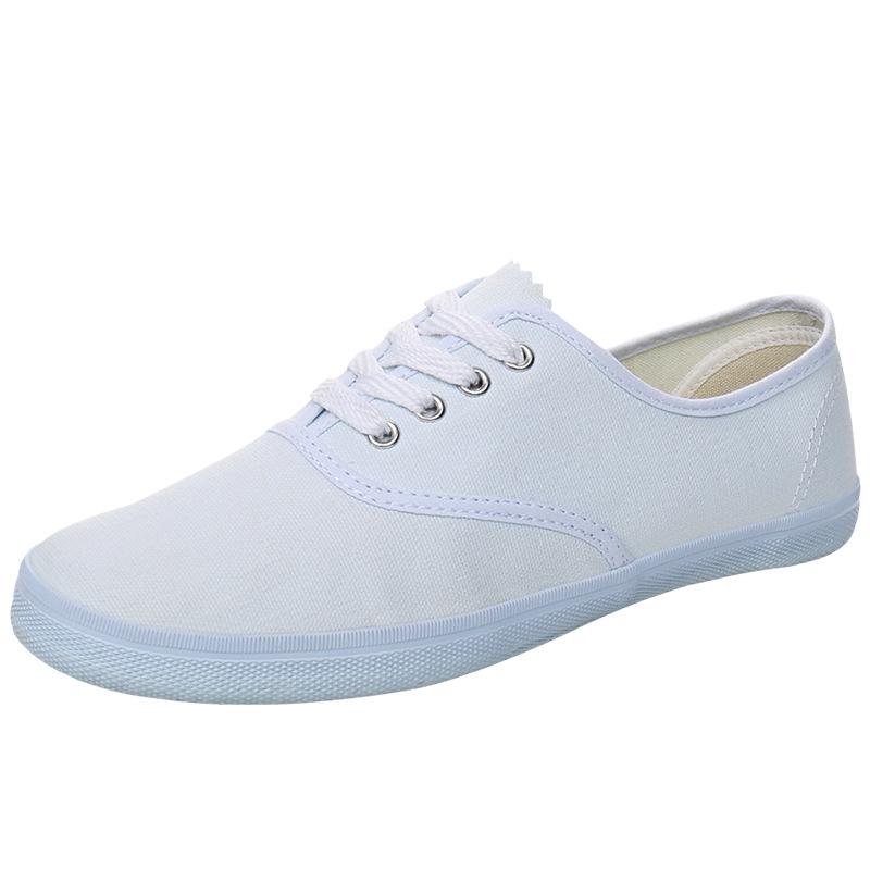Lutai Unisex White Canvas Lace-Up Casual Gym & Work Shoes