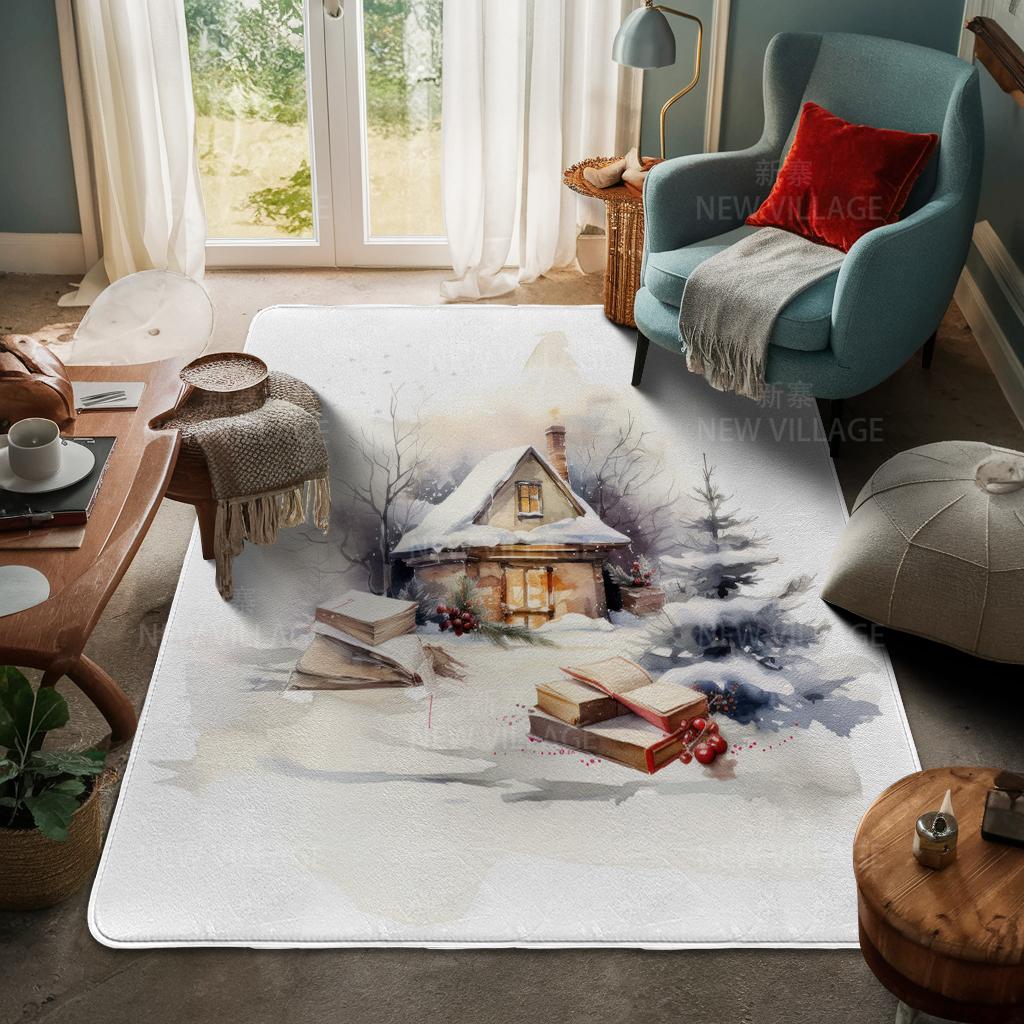 House Entrance Carpet Home Door Mat Living Room Bath Foot Bathroom Non-slip Water Absorption Rugs Bath Merry Christmas Winter