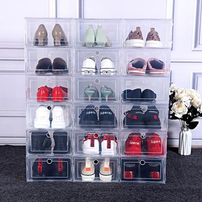 Acrylic Transparent Thick Plastic Shoe Box Storage Box Foldable Basketball Shoe Storage Box Display Cabinet Stackable Shoe Box