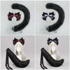 Cats Tail Adjustable Belt Cats Ears Hairband for Cosplay Halloween Party Anime Costume Accessories Soft Animal Tail