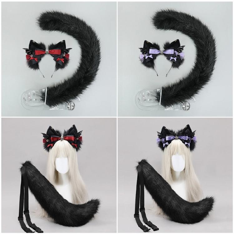 Cats Tail Adjustable Belt Cats Ears Hairband for Cosplay Halloween Party Anime Costume Accessories Soft Animal Tail