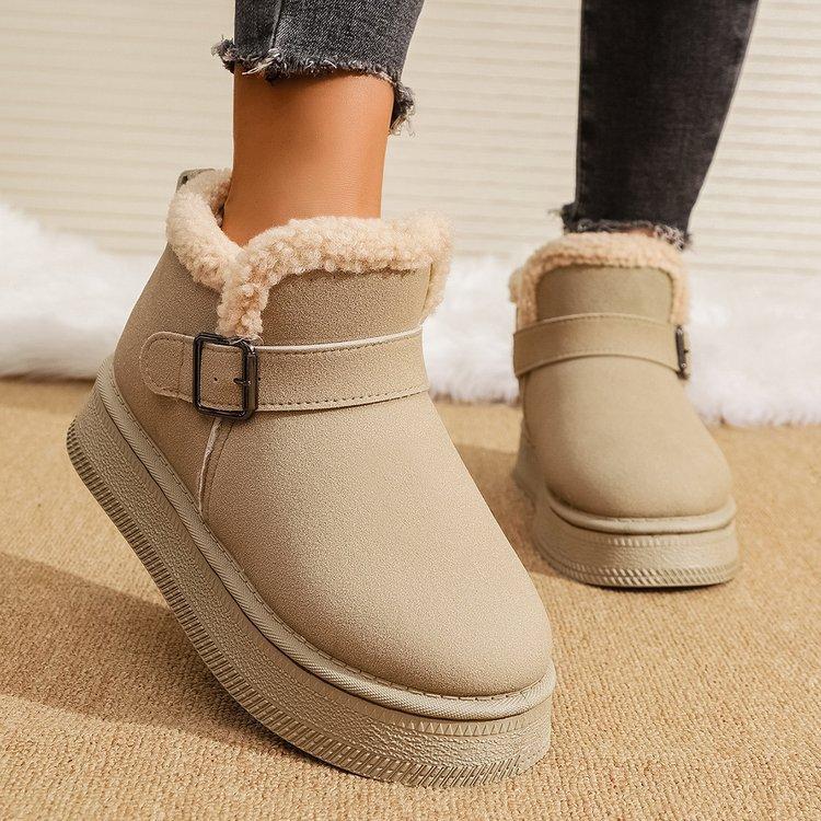Large Size Platform Snow Boots for Women, 2025 Autumn/winter New Fleece, Thickened and Warm Birkenstock Sleeve Cotton Boots for Women